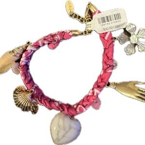 Free People Pink and Gold Charm Anklet